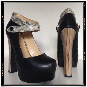 Madison Nita Ankle Strap Platform Black Sz 6